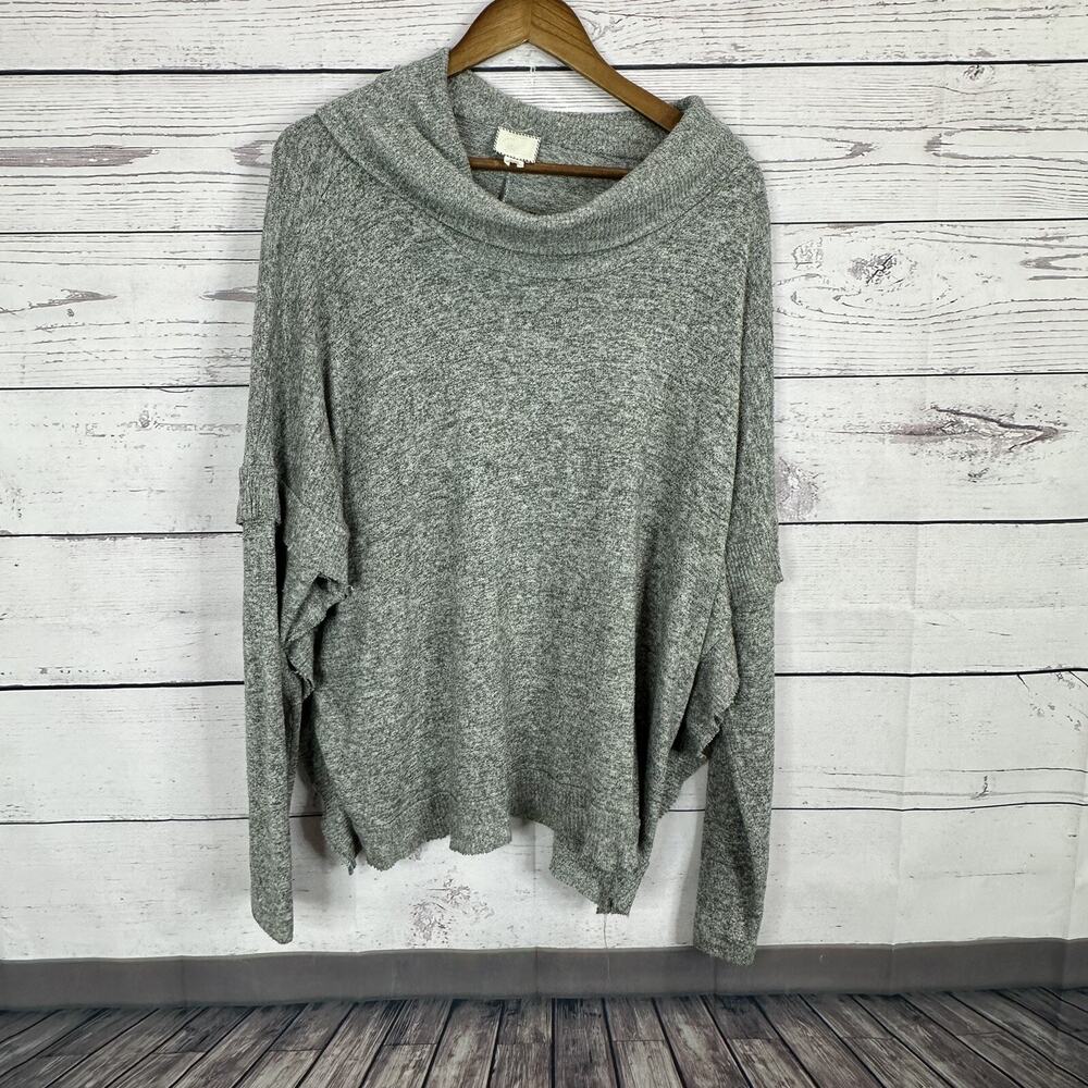 Postmark Anthropologie Shirt Top Womens Large Gray Lassen Cowl Neck Boxy Slouchy